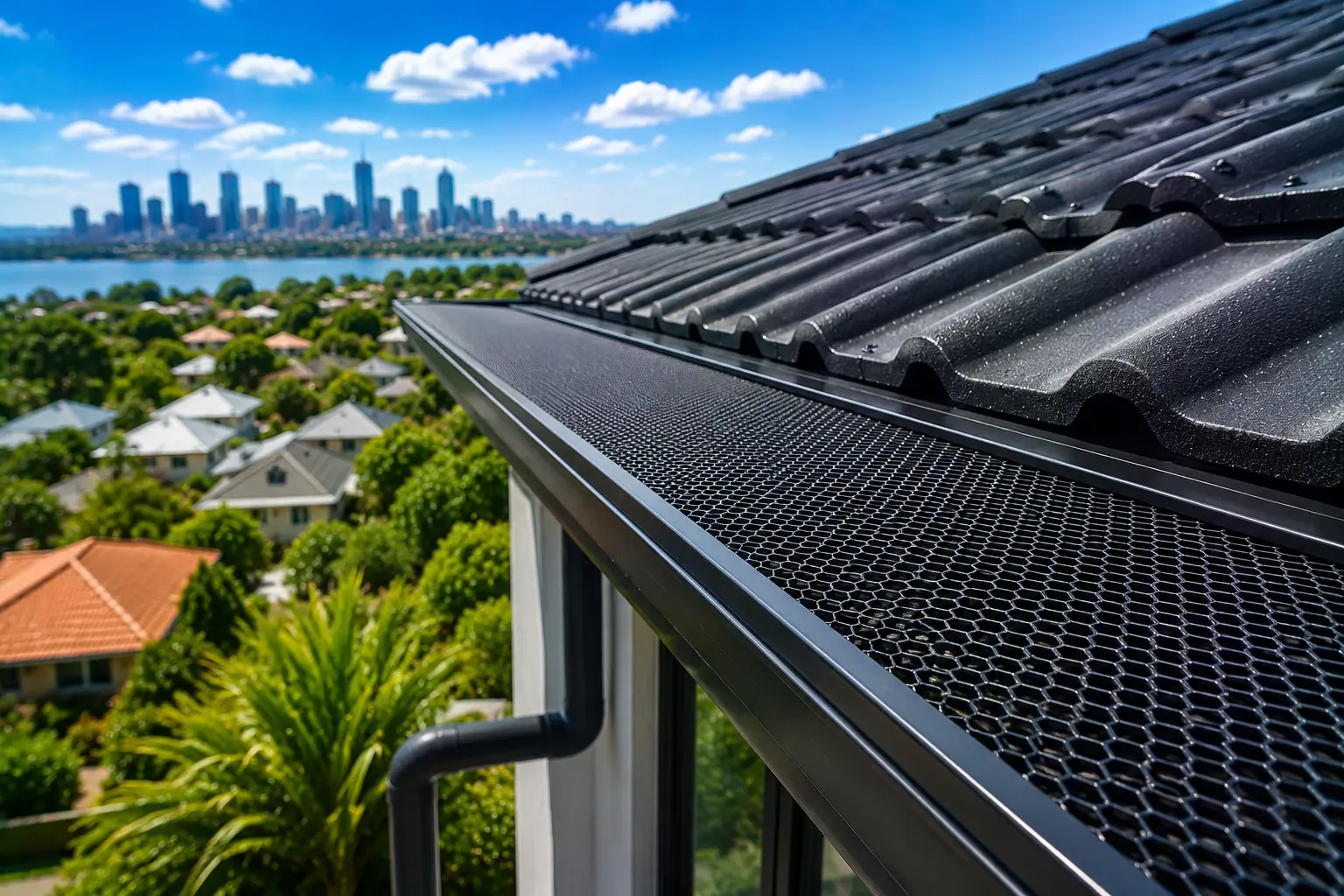 Gutter guard Brisbane prices with premium mesh installed on Brisbane roof